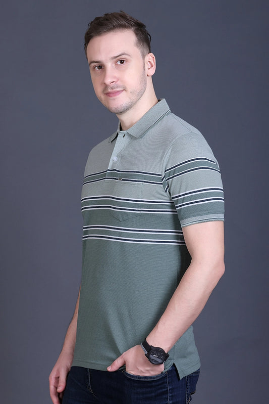 Roasted Green Half Sleeve Polo T-Shirt for Men
