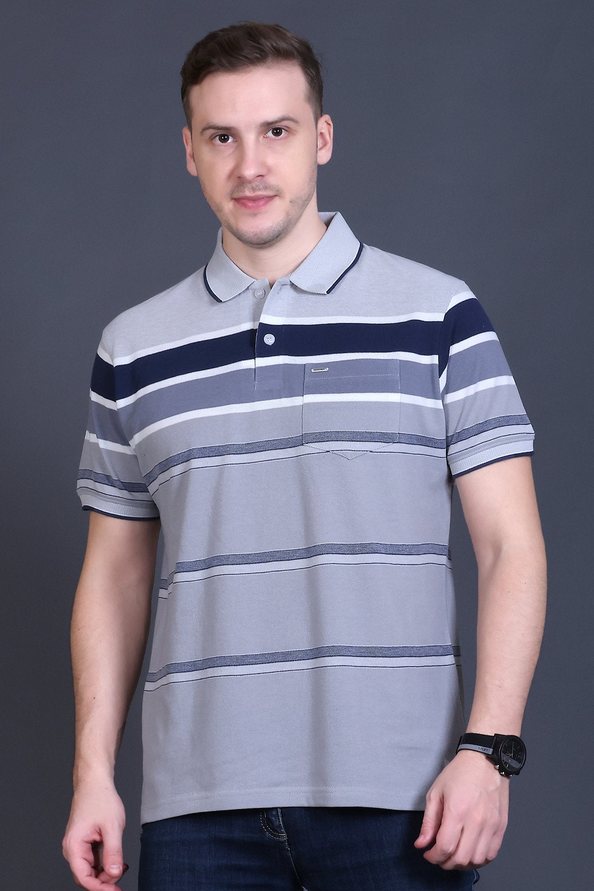 Denim Half Sleeve Polo T-Shirt for Men