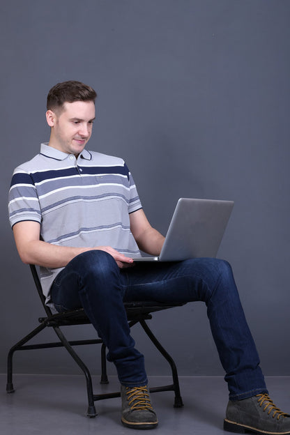 Denim Half Sleeve Polo T-Shirt for Men