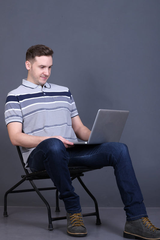 Denim Half Sleeve Polo T-Shirt for Men