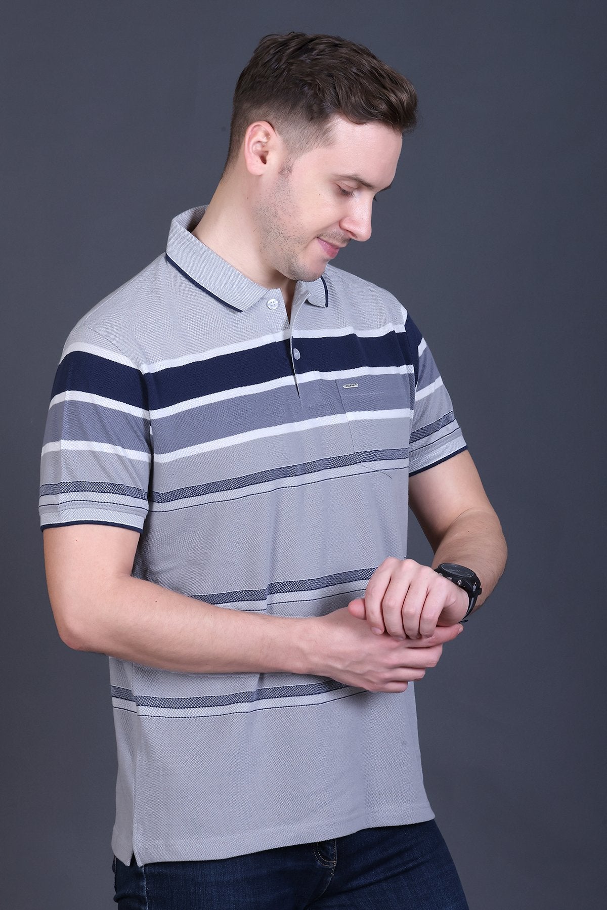 Denim Half Sleeve Polo T-Shirt for Men