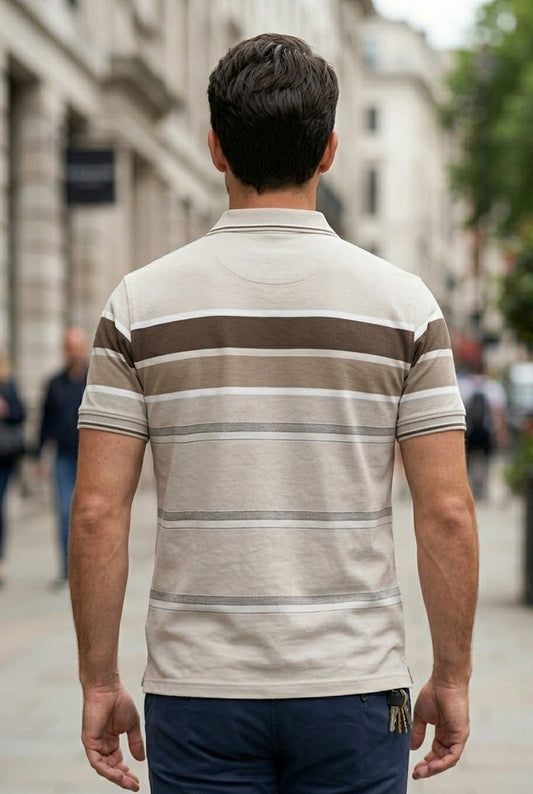Beige  Sleeve Polo T-Shirt for Men