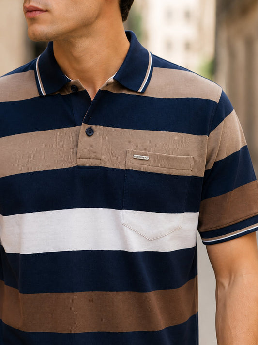 Navy Half Sleeve Polo T-Shirt for Men