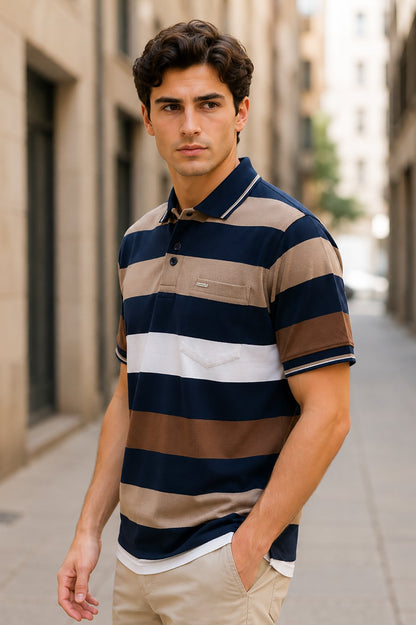 Navy Half Sleeve Polo T-Shirt for Men