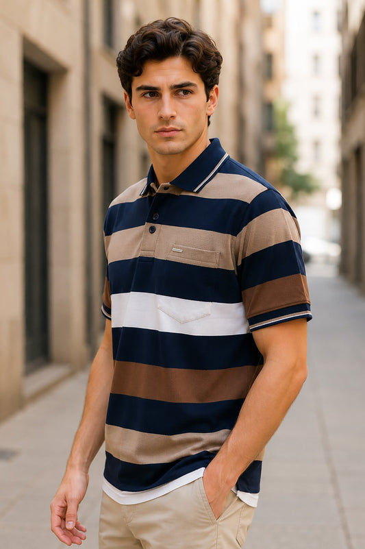 Navy Half Sleeve Polo T-Shirt for Men