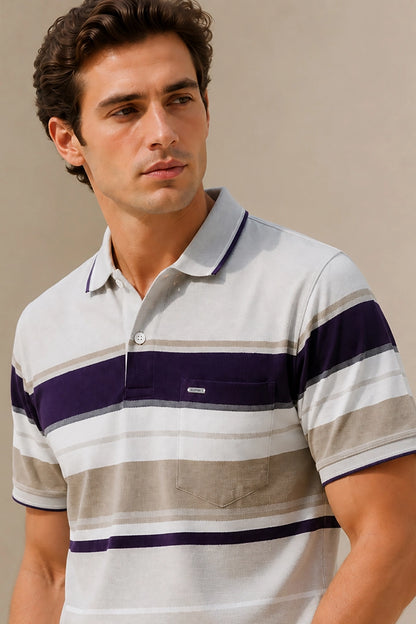 Light Beige Half Sleeve Polo T-Shirt for Men