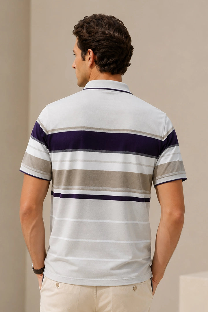 Light Beige Half Sleeve Polo T-Shirt for Men