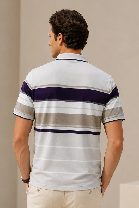 Light Beige Half Sleeve Polo T-Shirt for Men