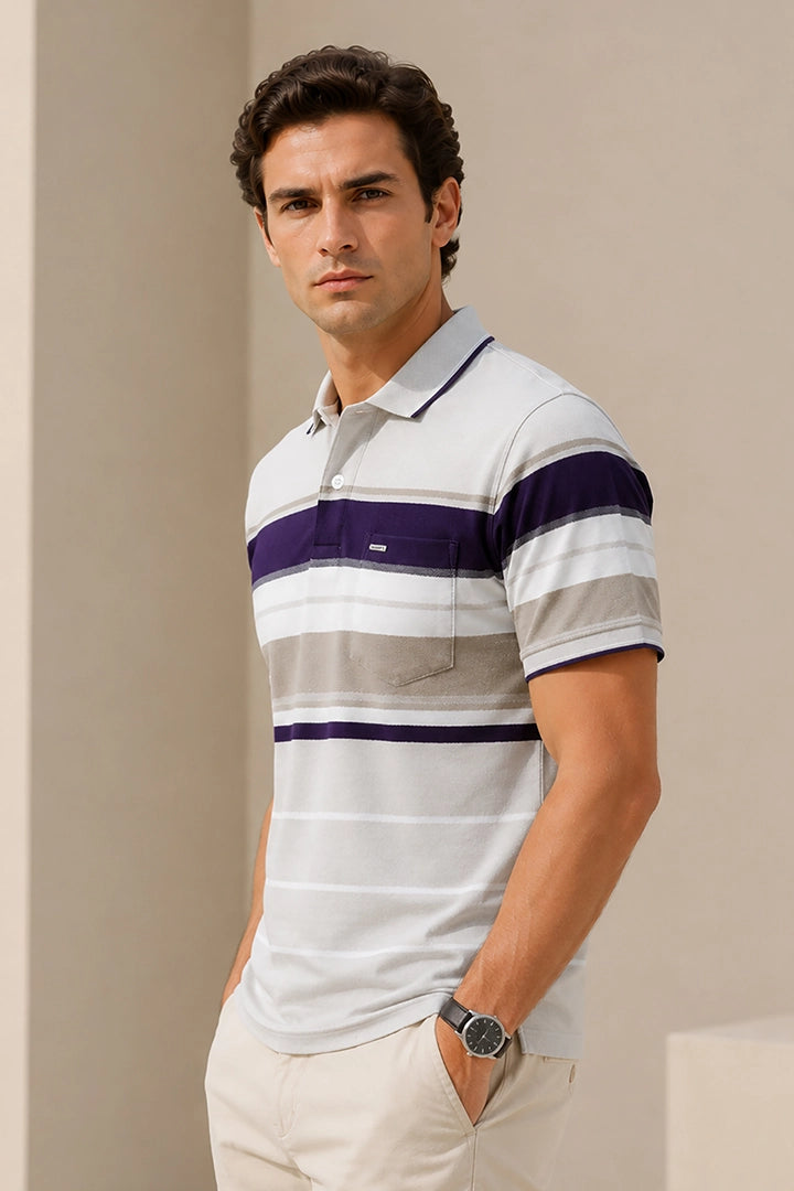 Light Beige Half Sleeve Polo T-Shirt for Men
