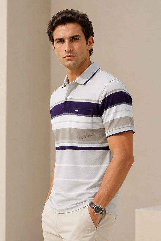 Light Beige Half Sleeve Polo T-Shirt for Men