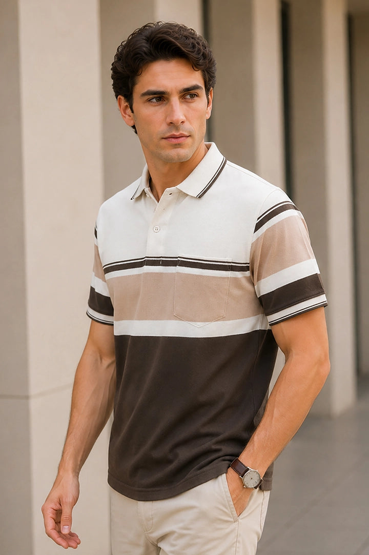 Coffee Half Sleeve Polo T-Shirt for Men