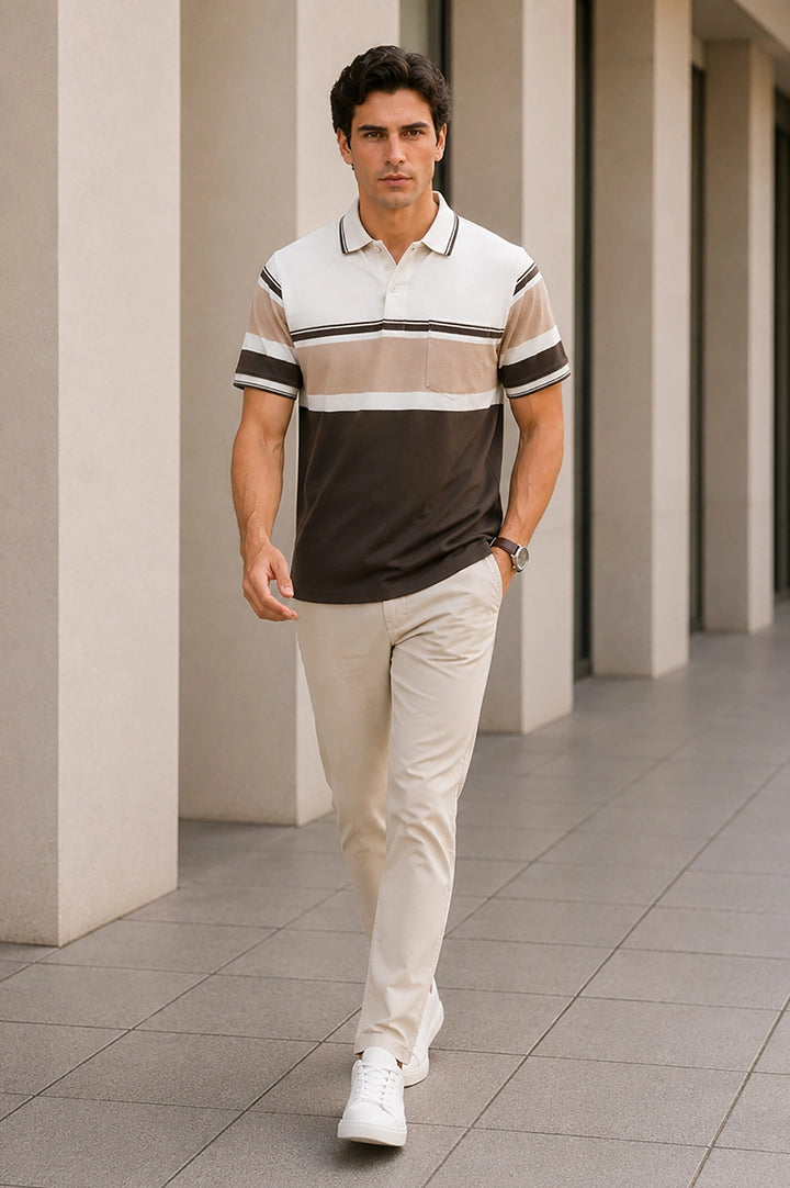 Coffee Half Sleeve Polo T-Shirt for Men