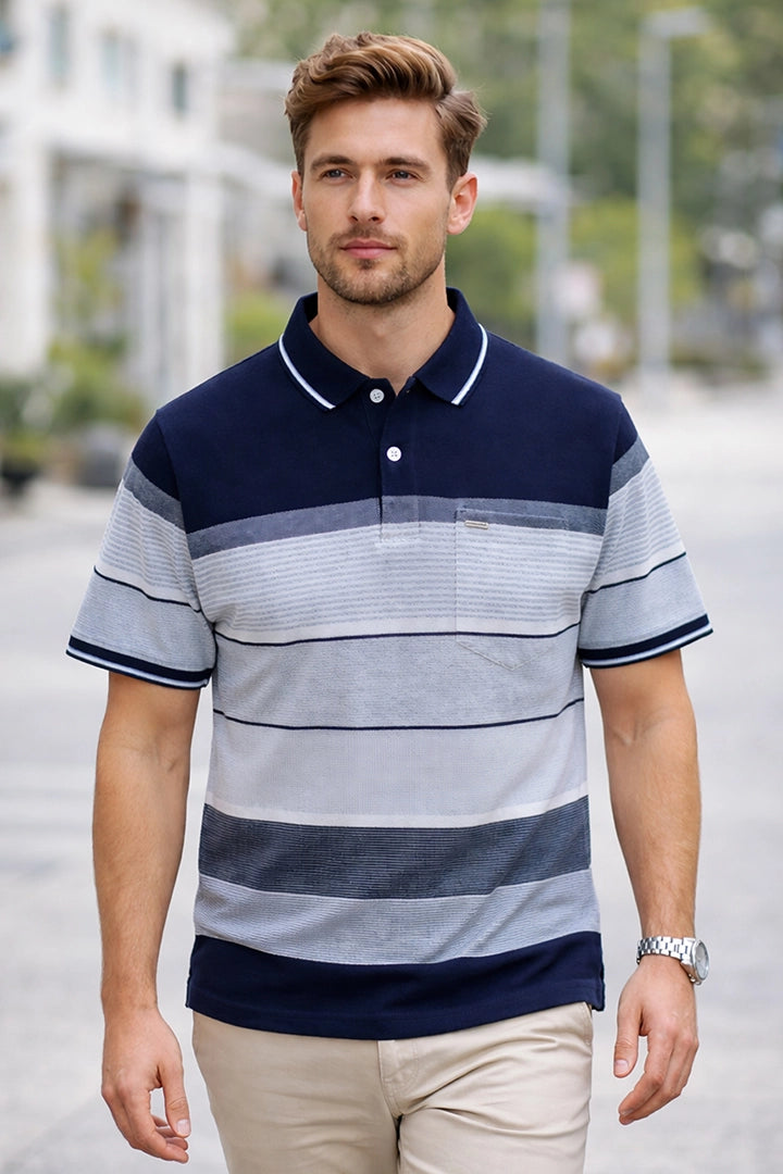 Navy Half Sleeve Polo T-Shirt for Men