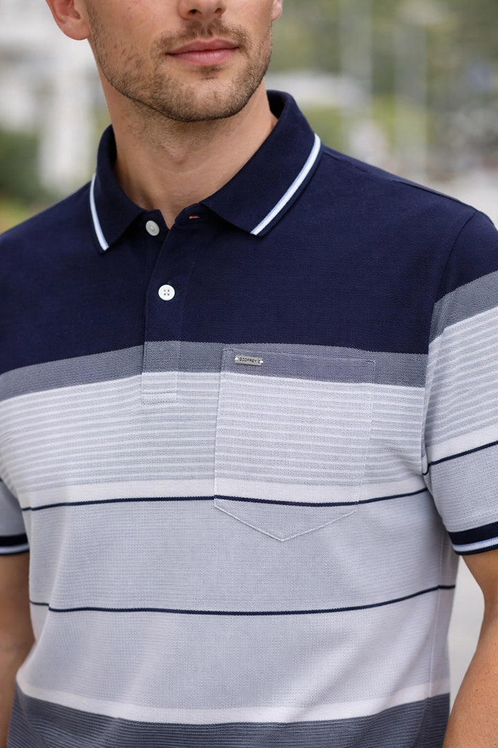 Navy Half Sleeve Polo T-Shirt for Men