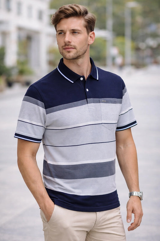 Navy Half Sleeve Polo T-Shirt for Men