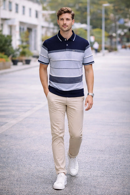 Navy Half Sleeve Polo T-Shirt for Men