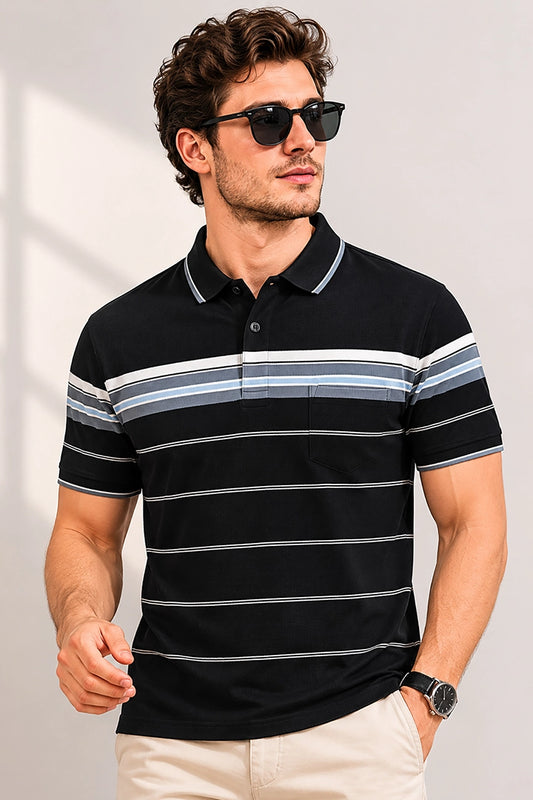 Black Half Sleeve Polo T-Shirt for Men