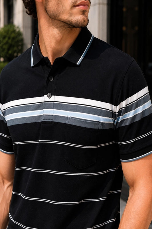 Black Half Sleeve Polo T-Shirt for Men