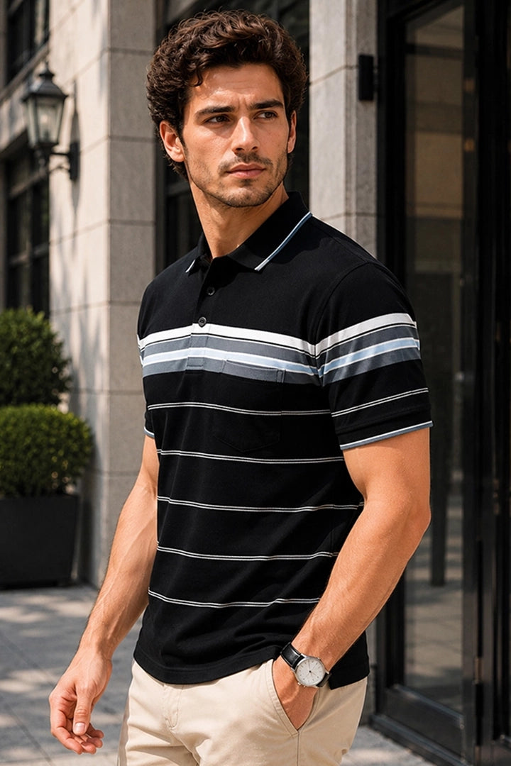 Black Half Sleeve Polo T-Shirt for Men