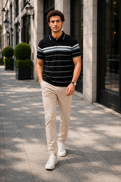 Black Half Sleeve Polo T-Shirt for Men