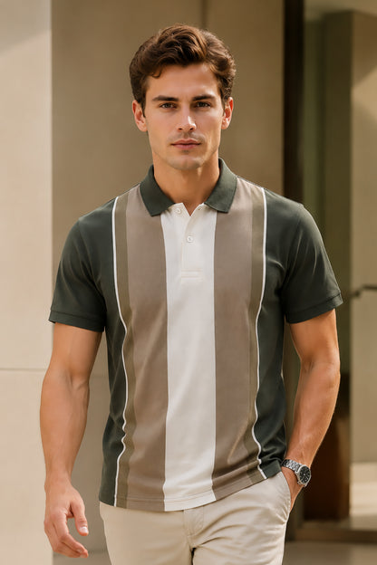 Olive Half Sleeve Polo T-Shirt for Men