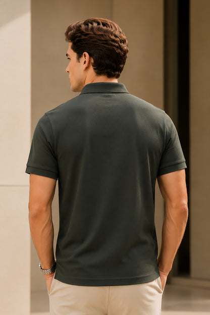 Olive Half Sleeve Polo T-Shirt for Men