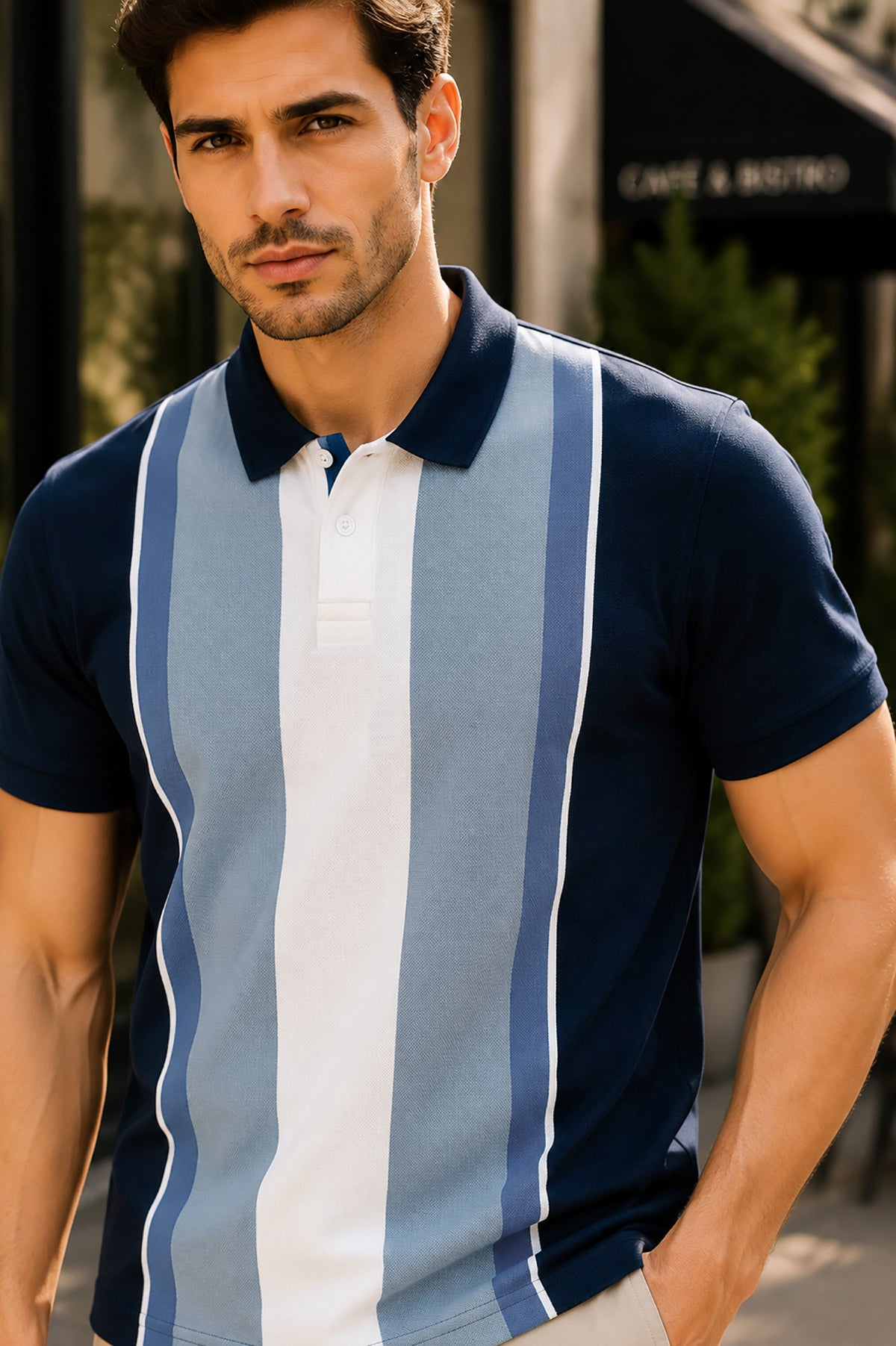 Navy Half Sleeve Polo T-Shirt for Men