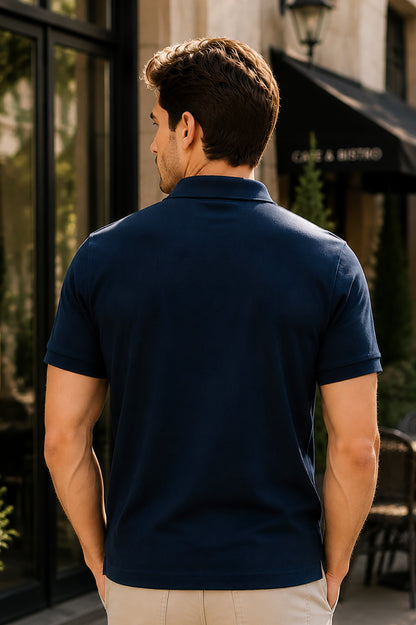 Navy Half Sleeve Polo T-Shirt for Men