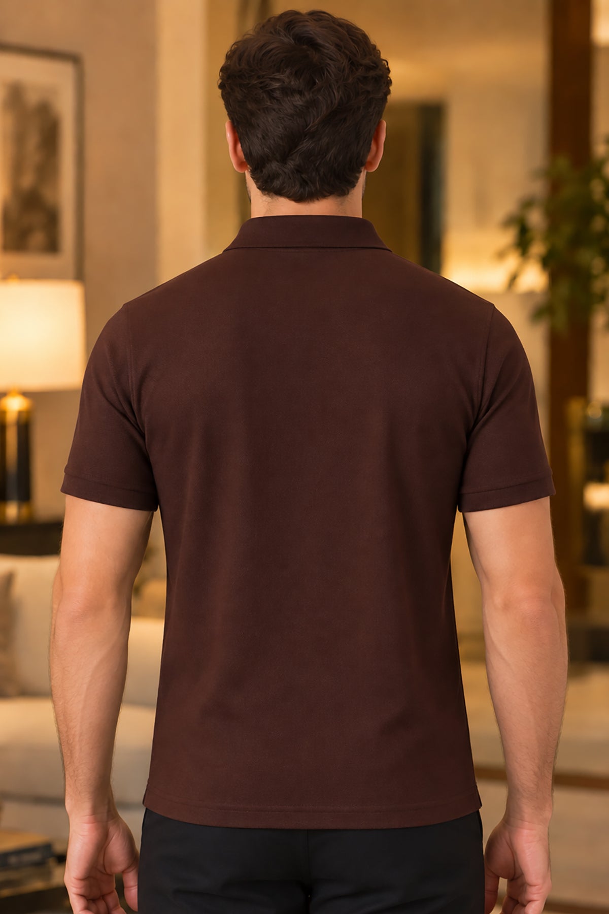 Coffee Half Sleeve Polo T-Shirt for Men