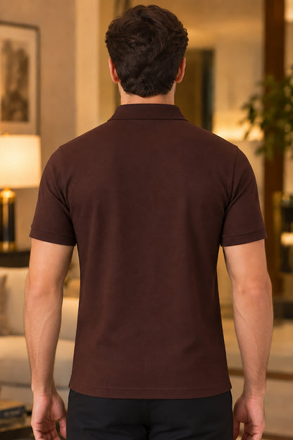 Coffee Half Sleeve Polo T-Shirt for Men