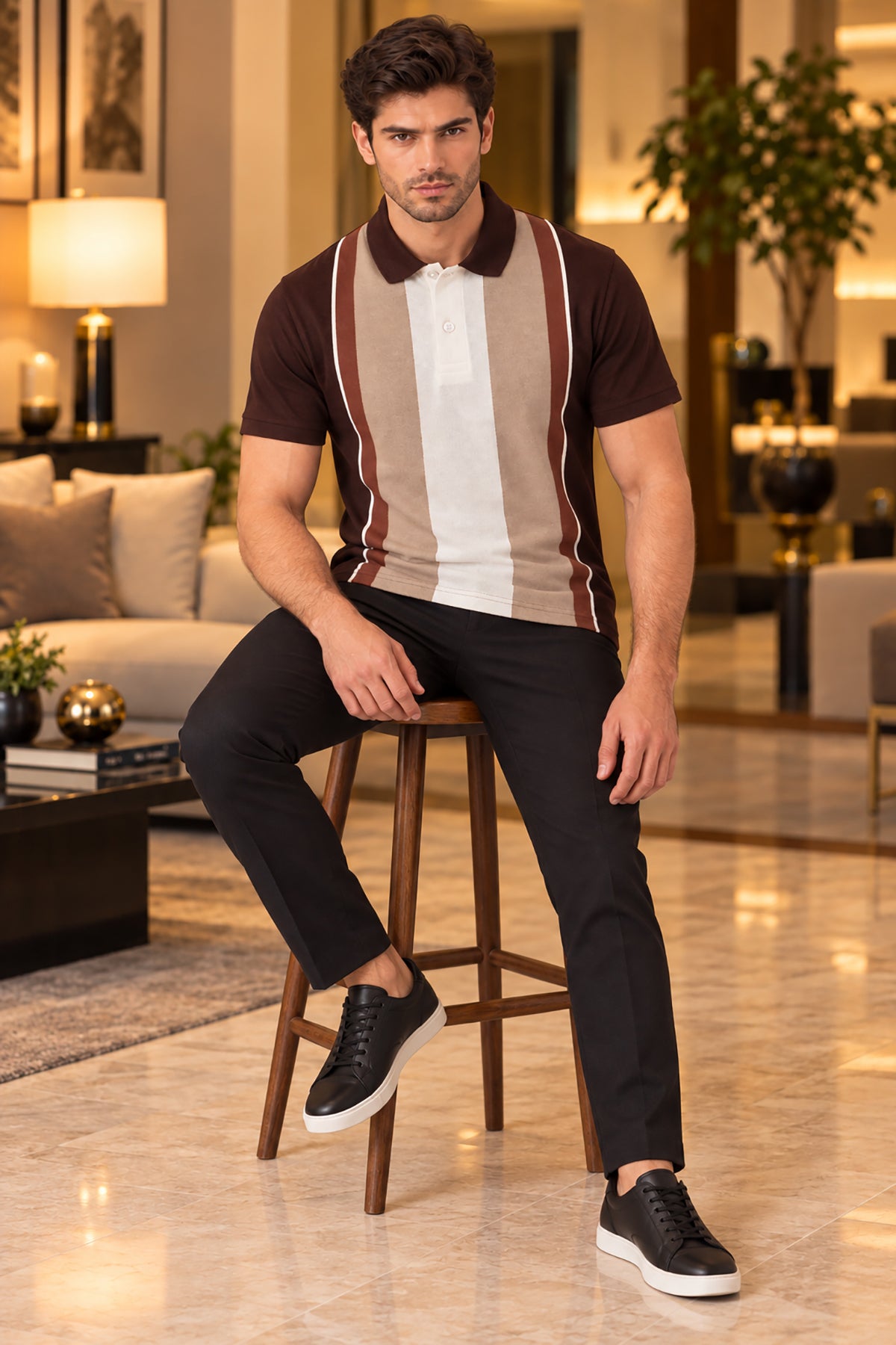 Coffee Half Sleeve Polo T-Shirt for Men