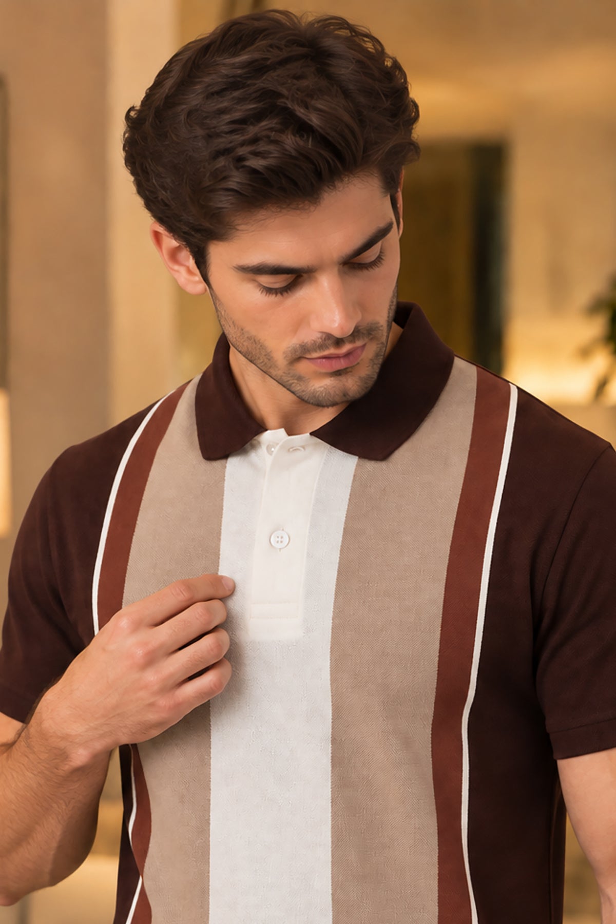 Coffee Half Sleeve Polo T-Shirt for Men