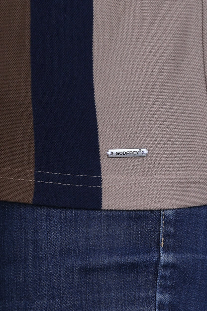 Beige Half Sleeve Polo T-Shirt for Men