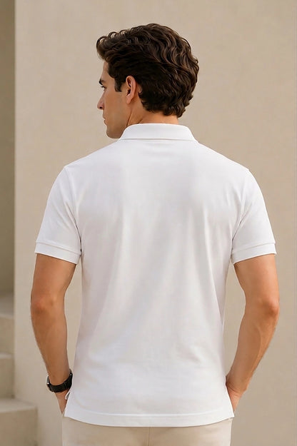 White Half Sleeve Polo T-Shirt for Men
