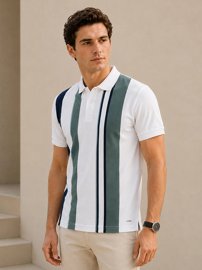 White Half Sleeve Polo T-Shirt for Men