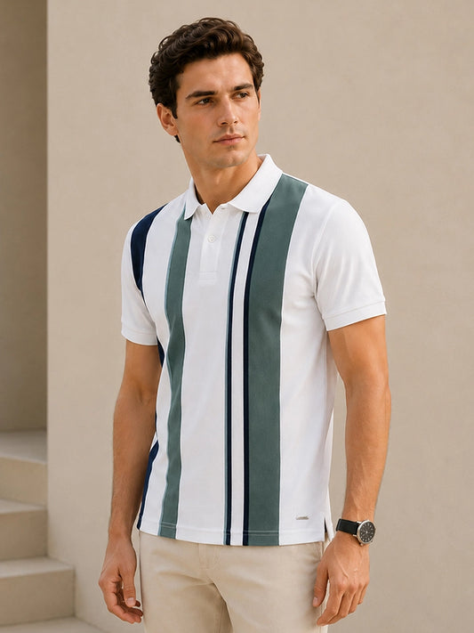 White Half Sleeve Polo T-Shirt for Men