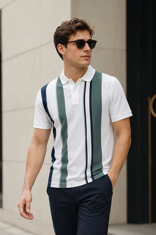 White Half Sleeve Polo T-Shirt for Men