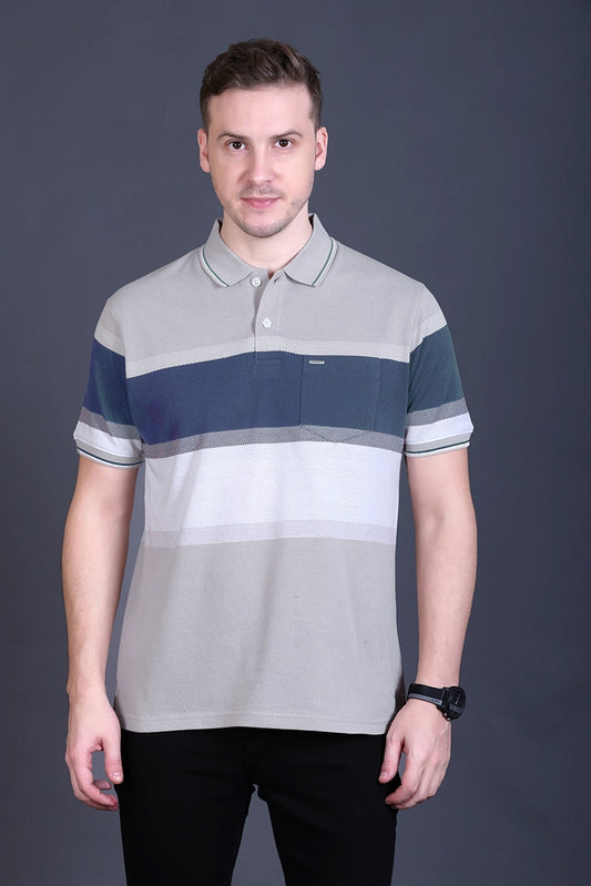 Light Grey Half Sleeve Polo T-Shirt for Men