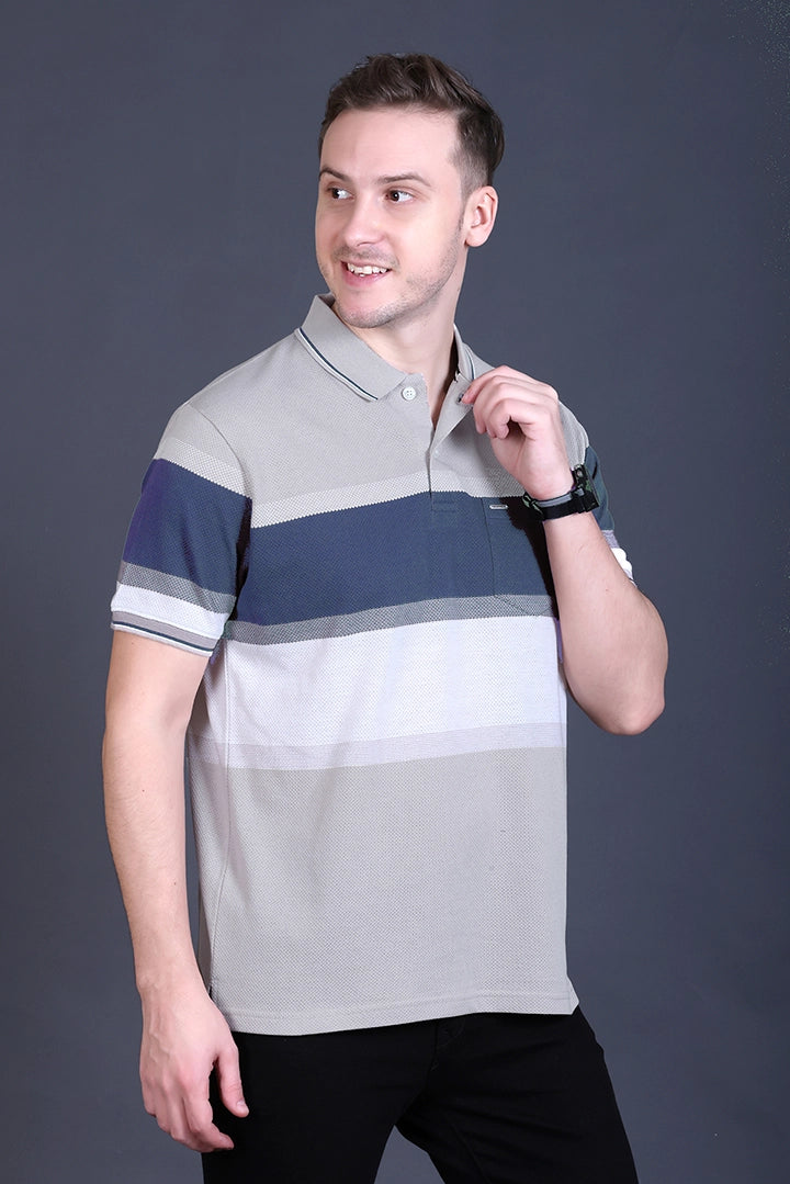Light Grey Half Sleeve Polo T-Shirt for Men