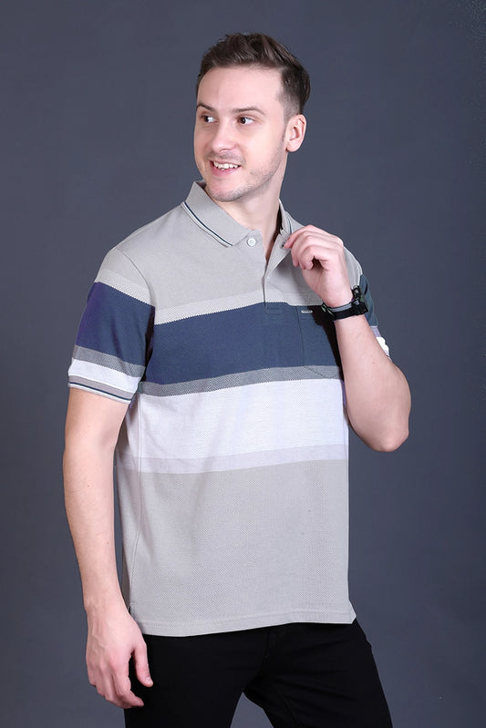 Light Grey Half Sleeve Polo T-Shirt for Men