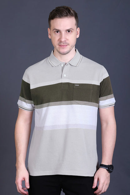 Off White Half Sleeve Polo T-Shirt for Men