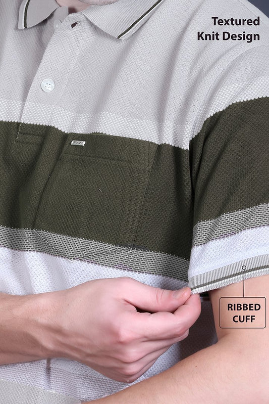 Off White Half Sleeve Polo T-Shirt for Men