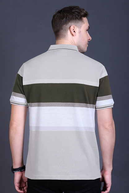 Off White Half Sleeve Polo T-Shirt for Men