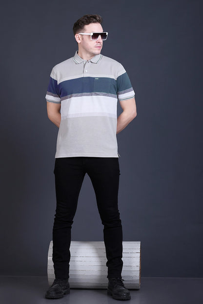 Light Grey Half Sleeve Polo T-Shirt for Men