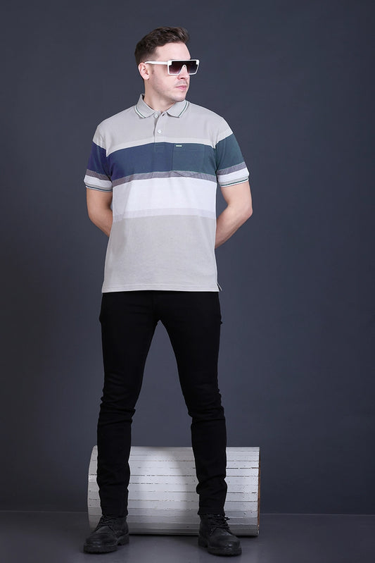 Light Grey Half Sleeve Polo T-Shirt for Men