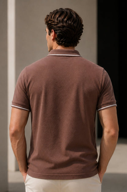 Coffee Half Sleeve Polo T-Shirt for Men