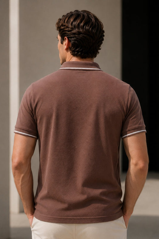Coffee Half Sleeve Polo T-Shirt for Men