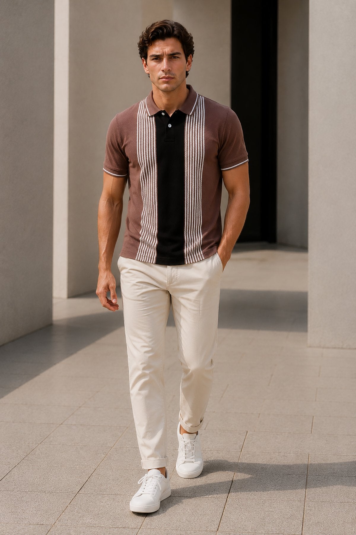 Coffee Half Sleeve Polo T-Shirt for Men