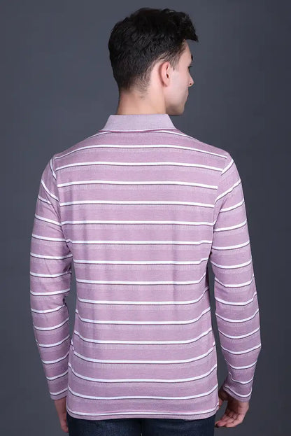 Mauve Full Sleeve Polo T Shirts With Pocket