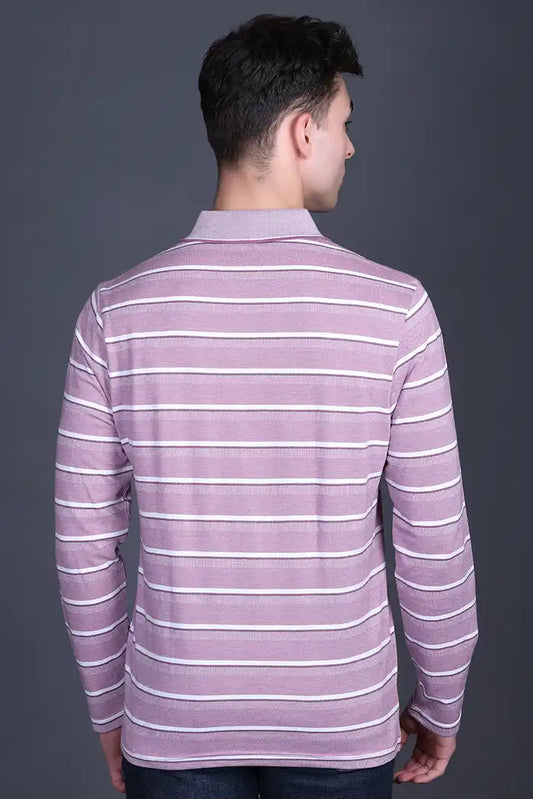 Mauve Full Sleeve Polo T Shirts With Pocket